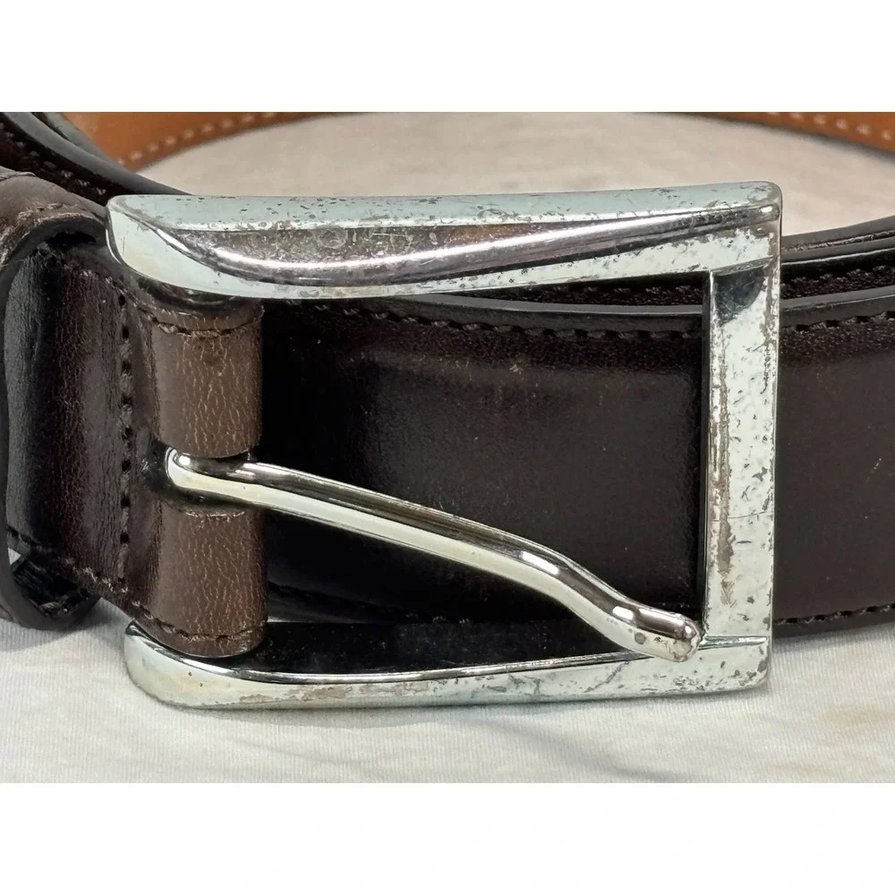 Trafalgar Easton Men's Dark Brown Hand Polished Cortina Leather Belt 42 Made USA